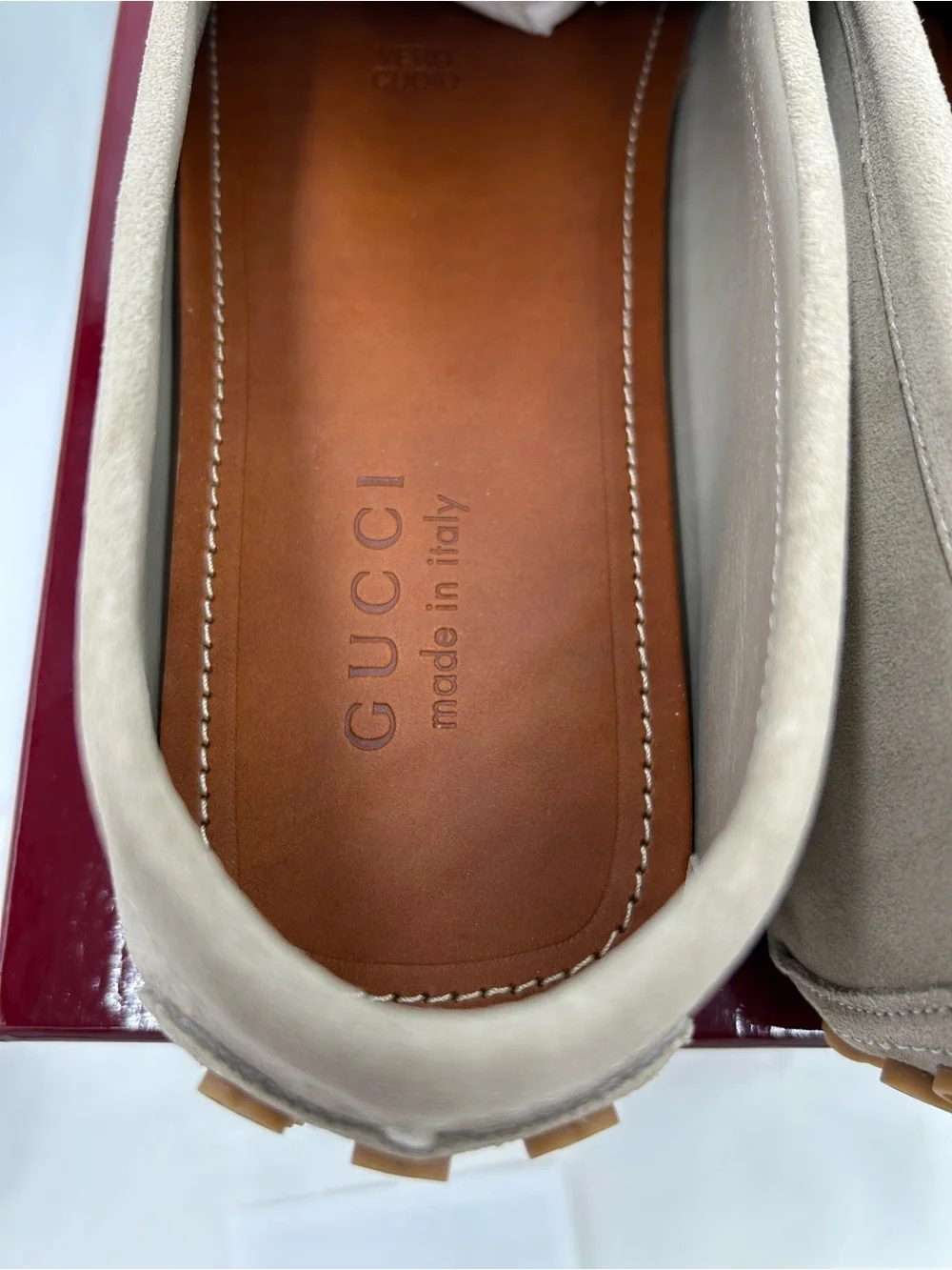 Men's Gucci GG embossed suede Driver loafers size 12 fits 13 US made in Italy